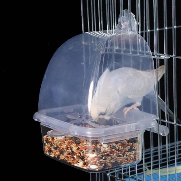 Mangeoire à oiseaux Cage suspendue Mangeoire à perroquets Plat de  nourriture transparent sans gâchis avec perchoir pour oiseaux - Cdiscount