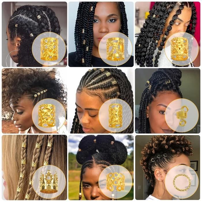 220 Pcs Gold Hair Jewelry for Braids Loc Jewelry for Hair