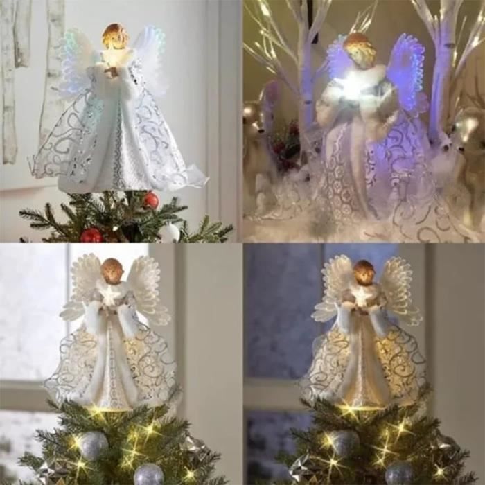 Topper D'ange Lumineux Pour Sapin De Noël - Décoration Cime D'arbre Illuminée Avec Guirlande - Ornement Délicat Pour Intérieur
