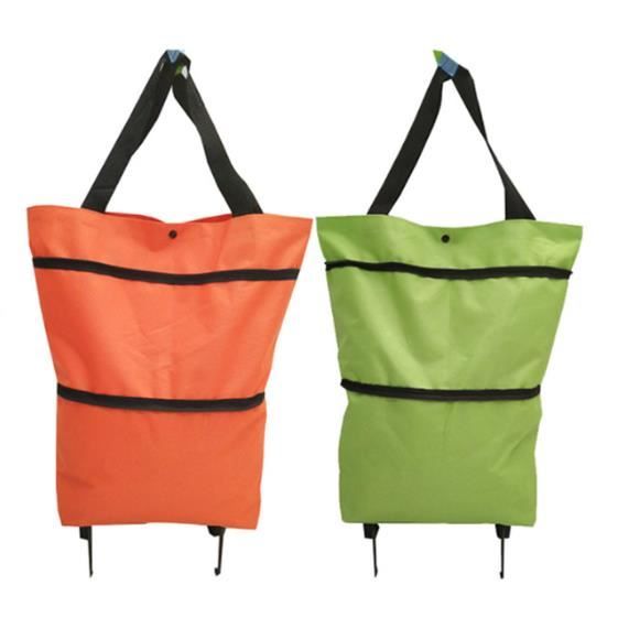 Sac provisions pliant avec des roues Chariot de Course Pliable Roulette Caddie Courses Pliant en Oxford Vert