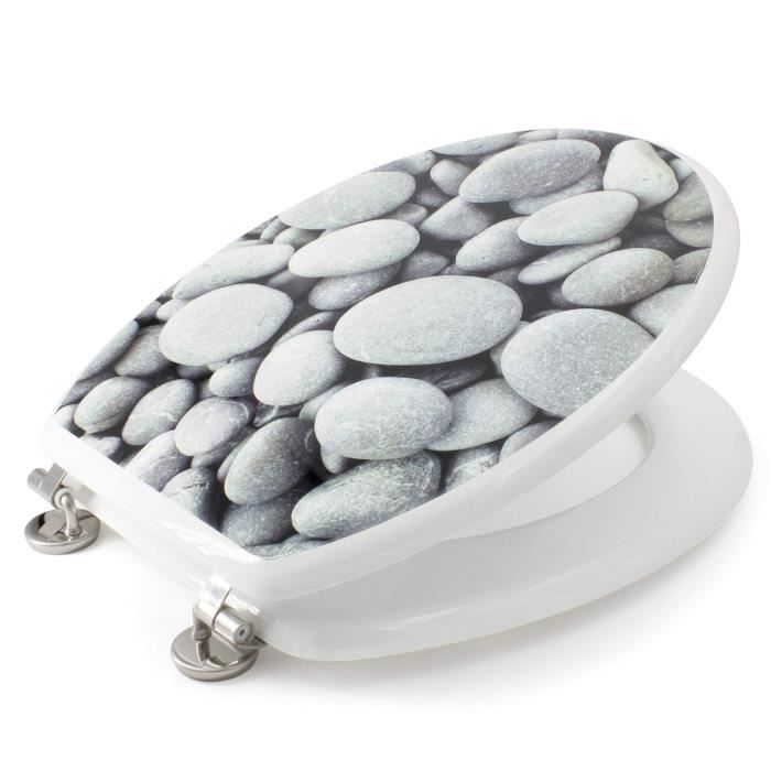 Abattant WC galets de plage Gris Cdiscount Bricolage