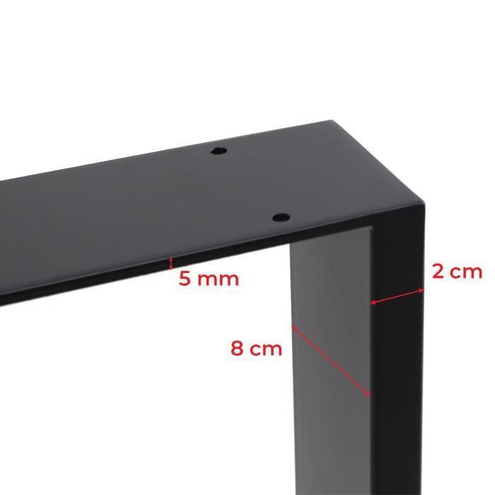 Pied de table cadre acier noir - 705 x 150 x 770 mm 