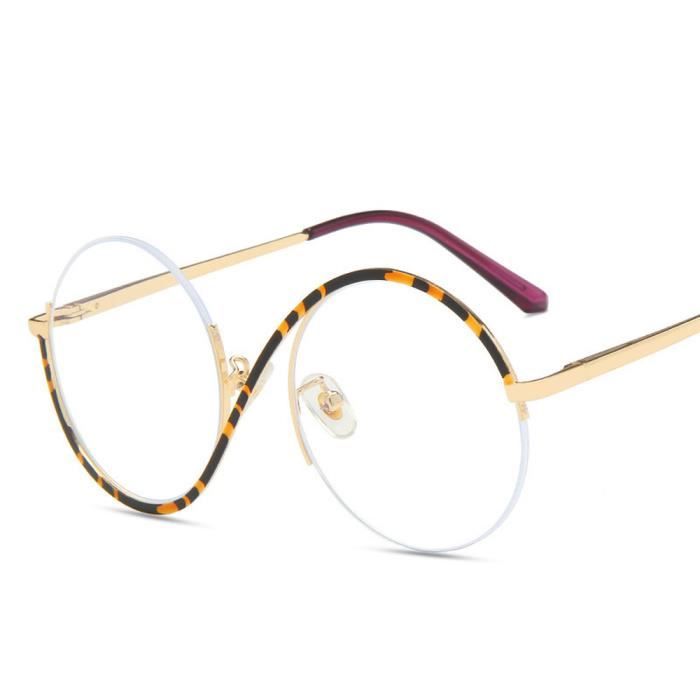 Couleur blanche Lunettes rondes demi bordure en forme de S pour femmes grande monture verres optiques trans Cdiscount Bijouterie