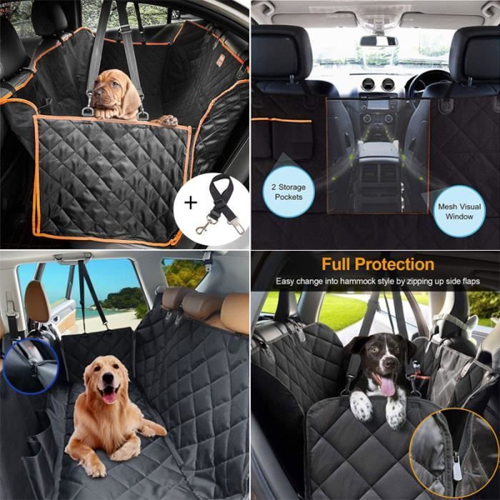Housse De Siège Auto Pour Chien ALLSOPETS - Imperméable, Antidérapante, Avec Poche - Pour Banquette Arrière Voiture, SUV - Protège Des Poils Et Saletés