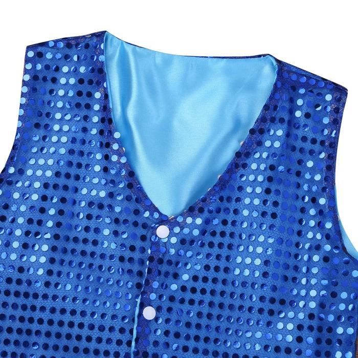 2026 - Enfant Fille Garçon Casual Paillettes Paillettes Costume Fête Carnaval Robe Manches Courtes Top Élégant Femme, Argenté, 5-6 Ans