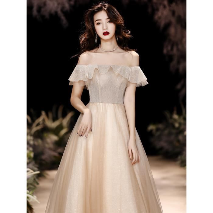 Bleu XL Champagne Robes longues asym triques 2020 Banquet d t