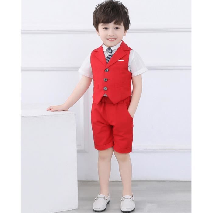 Costume de Garcon 3 Pieces Costume Gentilhomme Costume pour Soiree Ceremonie Mariage Rouge 3 pieces Rouge 3 pieces Cdiscount Pret a Porter