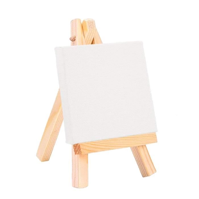 Kit Complet Peinture Débutant : 5 Chevalets Bois + 5 Toiles 20x20 Cm + 12 Peintures Acryliques + 6 Pinceaux + 4 Palettes - Idéal Pour Enfants Et Adultes - 2