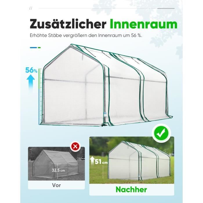 Quictent Serre en film Serre avec 2 grandes fenêtres d'accès Serre à