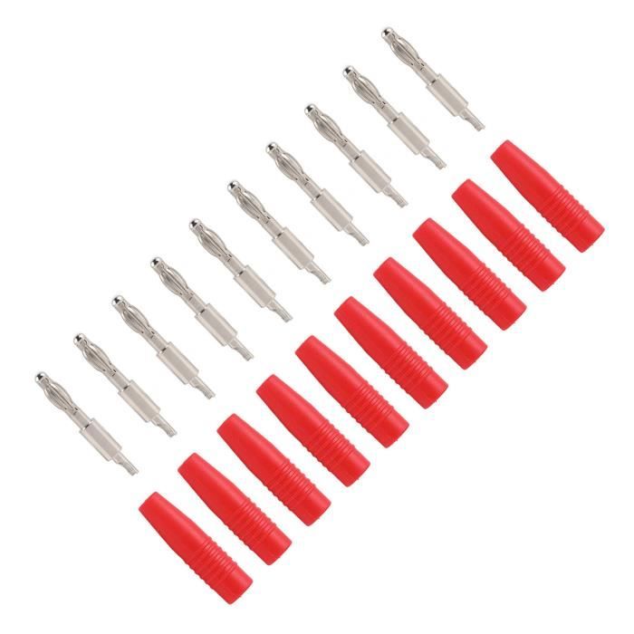 Smgda 10 Pièces Double Fiches Bananes, Fiches De 4 Mm Connecteurs Pour Enceintes, Vis Connecteurs Fiche Banane Pour Haut-parleur, Cinéma Maison, Hi-FI, Récepteur Et Amplificateur AV, 5 Noir+5 Rouge