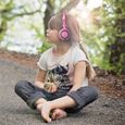 Casque audio enfant - EYOYO - Oreille de chat pliable - LED - Rose + Bleu-3