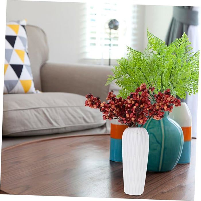 12 Branches De Baies Artificielles Orange Vif - Décoration Noël, Maison, DIY - Tiges Plastique 19cm - Pour Bouquets, Centres De Table