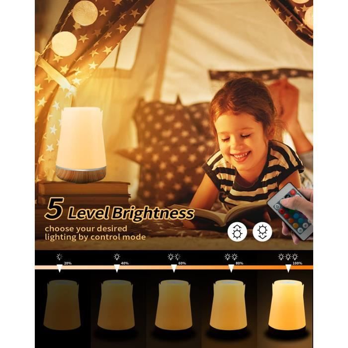 Veilleuse LED, Lampe de Chevet, Lampe Nuit Tactile avec 6 Couleurs  Changeantes, Lampe de Table Portable Rechargeable pour les Enfants,  Chambre, Salon, Camping