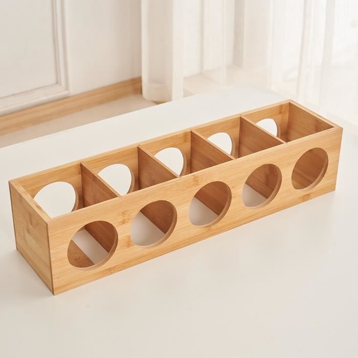 Petit casier à vin gain de place en bambou pour ranger 5 bouteilles