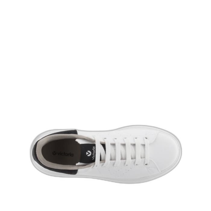 Baskets femme Victoria Milan similicuir fendu noir plateforme 3cm