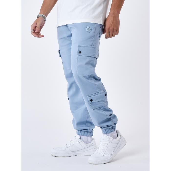 Chaussure Pantalon Jean Homme Bleu Ciel Jean Cargo Multi-poches