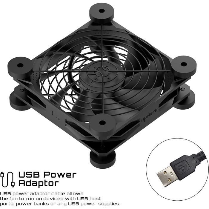 UpHere Ventilateur USB 120mm Silencieux Fan 5V Trois Vitesse