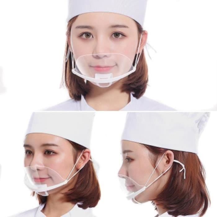 10pcs Visière de Protection Réutilisable Transparent Facial Couvre  Protection Bouche Nez Visage Anti-buée et Anti