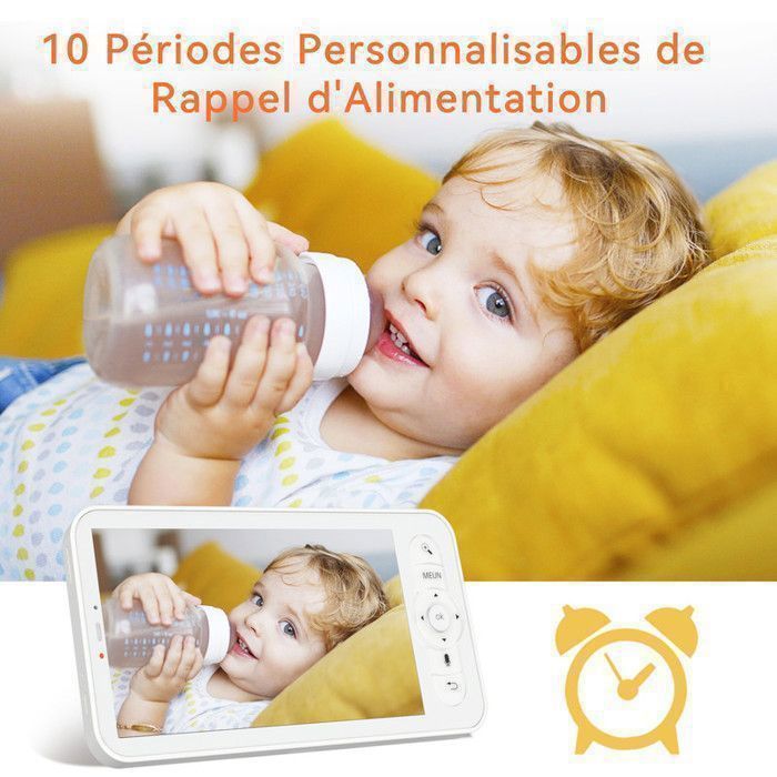 Babyphone ARENTI 5" Avec Caméra 3MP - WiFi, Vision Nuit, Veilleuse, Berceuses - Détection AI