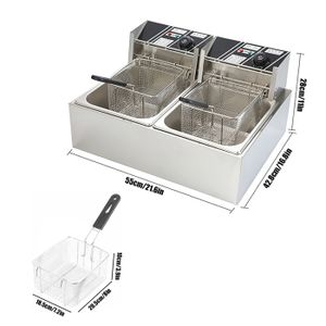 Inox Friteuse électrique double bac 2x 3L - 3600W - 2 thermostats - Équipements pour restaurants & hôtels