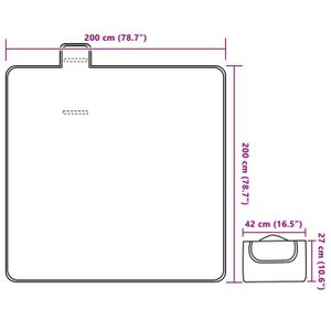 Tapis Anti Sable Plage Couverture Pique-nique 200x200cm - Imperméable Anti-sable Gris Accessoire Camping