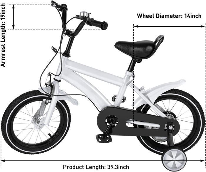 Vélo Enfant 14 Pouces Fille 3-6 Ans – Violet, Cadre Acier, Roues Stabilisatrices, Panier