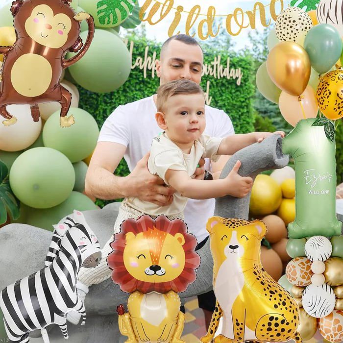 Kit Déco 1er Anniversaire Garçon – Ballons, Bannière Happy Birthday, Couronne, Boîtes ONE – Thème Bleu, Blanc, Or