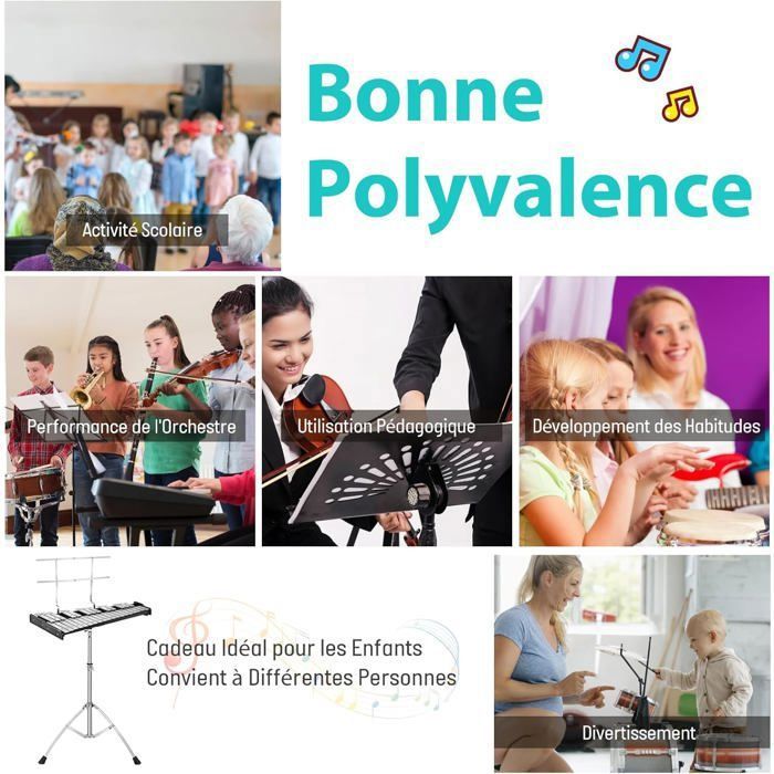 Xylophone Glockenspiel 8 Notes Pour Enfants – Instrument Éducatif Avec Maillets Et Étui Portable, Couleurs Vives