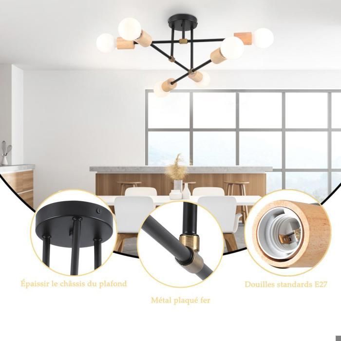 Suspension Industrielle Rétro LED_Sone - E27, Métal Noir, Diamètre 30cm - Cuisine/Salon