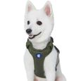 Blueberry Pet Essentials Better Basics Harnais pour chien sans traction avec clip pour laisse arrière, Vert militaire ,  Large-0