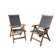 Lot de 2 fauteuils de jardin pliants en bois d'acacia FSC et textilène - Gris-0