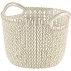 CURVER Panier déco rond 3 L - Aspect tricot - Blanc cassé