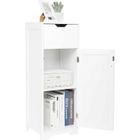 Mondeer Meuble de Salle de Bain, Colonne de Rangement avec 1 Tiroir 1 Porte et 2 Étagères, en Bois MDF - Blanc