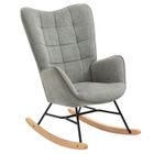 MEUBLES COSY Fauteuil à bascule allaitement scandinave avec accoudoirs en tissu gris à surpiqûres - FUNKEL