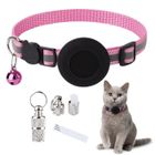 MAXLABER AirTag Collier pour Chat, Collier GPS AirTag Anti-Perte, Réfléchissant Collier avec Clochette et Nom étiquette pour Chats - Rose