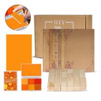 ATOMSTACK 14pcs tampons en caoutchouc en bois avec jeu de tampons encreurs 7 couleur pour journal scrapbooking DIY Orange