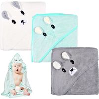 Lot de 3 serviettes de bain bébé 80 x 80 cm, peignoirs bébé en peluche corail doux et super absorbants adaptés aux 0-5 ans