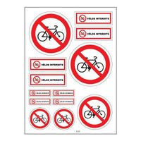 Planche de stickers interdiction vélos - Marque - Modèle - Blanc