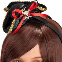 Mini chapeau pirate noir femme - GENERIQUE - Tiare tricorne avec mini dreads et tête de mort argentée