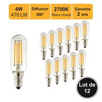Lot de 12 ampoules LED filament E14 4W (equiv. 40W) 470Lm 2700K - garantie 2 ans