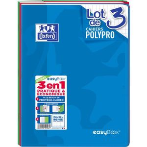 Oxford Easybook - Lot de 5 cahiers polypro 24 x 32 cm - 96 pages - grands  carreaux (Seyes) - couleurs assorties Pas Cher