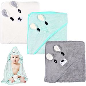 SORTIE DE BAIN Lot de 3 serviettes de bain bébé 80 x 80 cm, peignoirs bébé en peluche corail doux et super absorbants adaptés aux 0-5 ans
