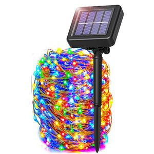GUIRLANDE D'EXTÉRIEUR Guirlande lumineuse solaire à LED de Boule - 30 mètres 310led multicolore-1pack - Noir - 8 Modes'éclairage