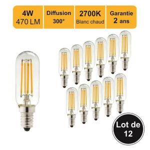 AMPOULE - LED Lot de 12 ampoules LED filament E14 4W (equiv. 40W) 470Lm 2700K - garantie 2 ans