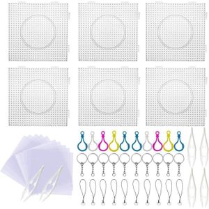 JEU DE PERLE Á REPASSER Allaonze 52 PCS Perles à Repasser 5 mm 6 PCS Grand Carré Transparent pour Perles à Repasser Enfant Artisanat Perles avec Pincett28