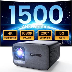 Vidéoprojecteur Omnistar L80 Videoprojecteur 4K, 1500 Ansi Lumens Retroprojecteur Full Hd 1080P Natif, Vidéoprojecteur Wifi Bluetooth, Auto F[J191]