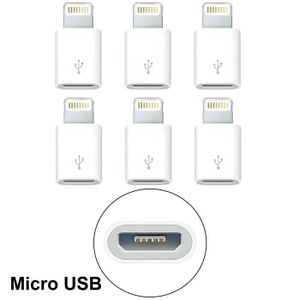 CÂBLE TÉLÉPHONE Lot 6 Adaptateurs Micro USB vers Lightning Apple I