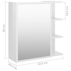 COLONNE - ARMOIRE SDB Armoire à miroir salle de bain - VINGVO - Blanc brillant - 62,5x20,5x64 cm - 1 porte - 5 compartiments
