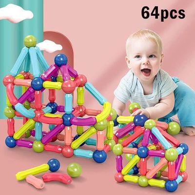 BYTANA Bloc De Construction Magnétique 68 Pièces – Jeu 3D Aimanté Éducatif – ABS Sans BPA – Sac Rangement – Dès 3 Ans