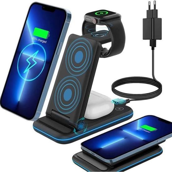Chargeur Sans Fil Yoxinta 3 En 1 Pliable – Pour IPhone (X455), Noir